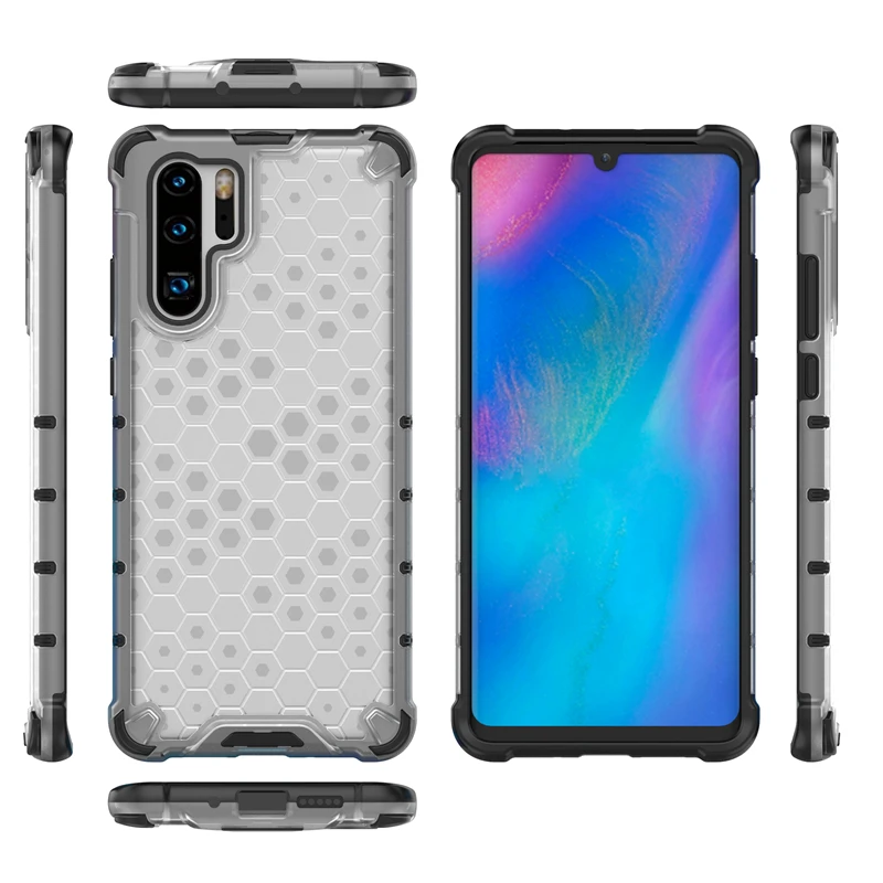 Beehive Pattern Case For Huawei P30 Lite Pro Honeycomb Transparent Airbag Shockproof Cover Nova 5i Mate 20 30 hard |