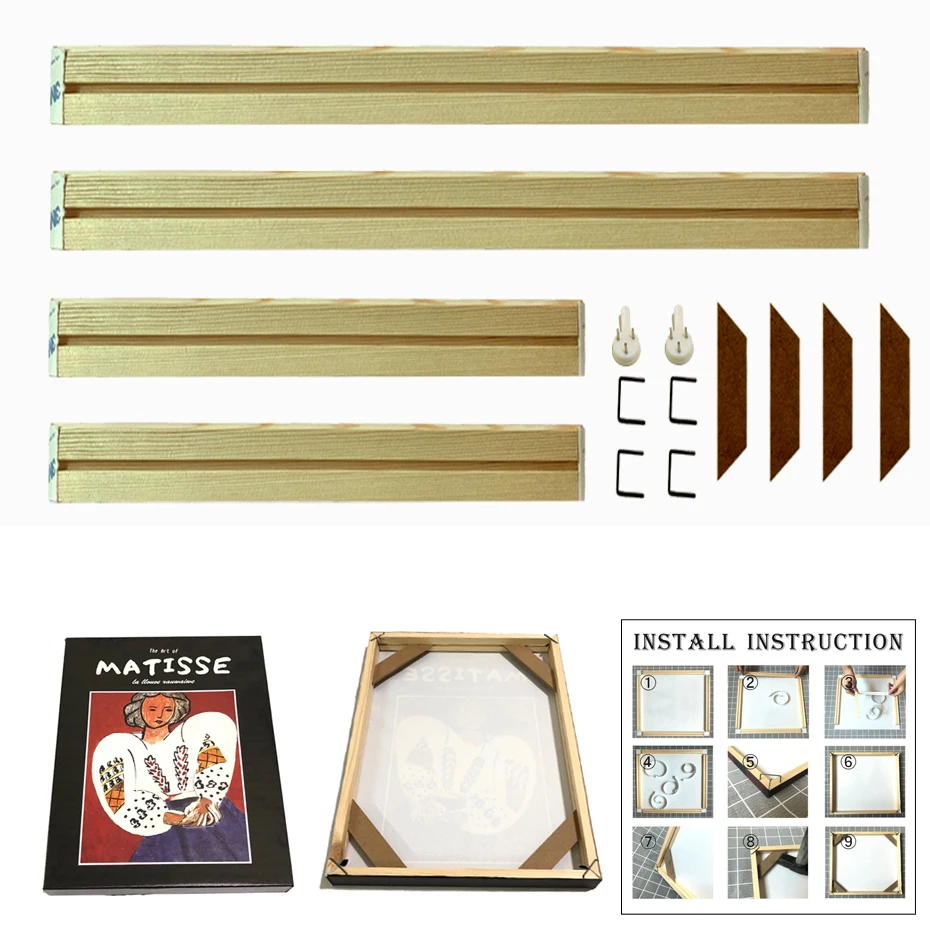 

Large DIY Canvas Paintings Frame Natural Wood Photo Frame Diamond Painting Frame Wall Art Large Posters Hanger Frame Home Decor