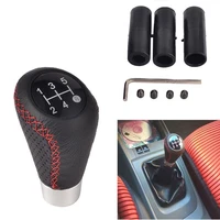 5 speed manual car gear shift knob shifter lever aluminum stitch line leather knobs cover