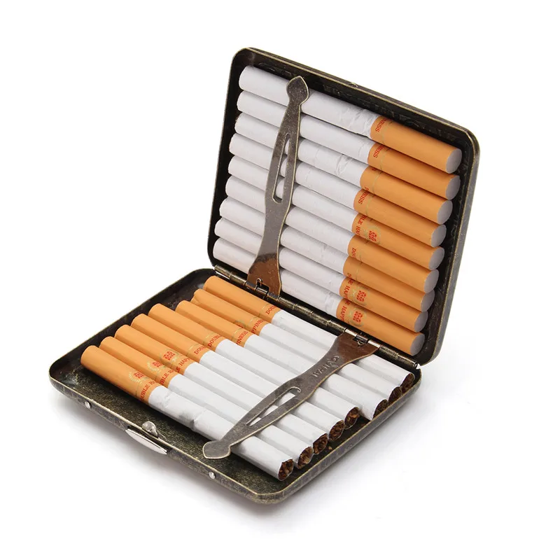 

Metal Cigarette Case With Gift Box For 20pcs Cigarette Vintage Cigarette Case Metal Cigarette Box Accessories Carry Convenience