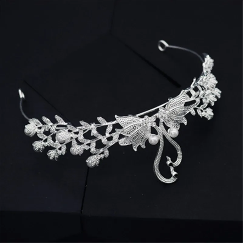 Женский обруч для волос FIAZIA серебряный с лебедем свадебные аксессуары украшения