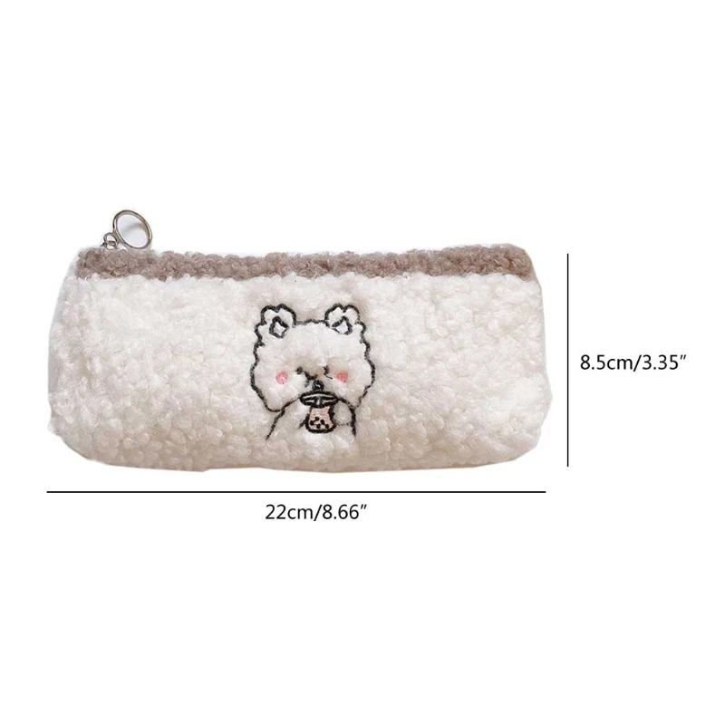 

Cute Plush Pencil Pouch Cute Bears Design Large Staionery Storage Bag Zipper Closure for student Office Travel School