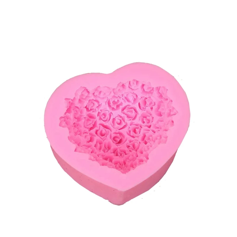 

3D Silicone Rose Candle Mold DIY Heart Shaped Flower Aromatherapy Handmade Chocolate Cake Fondant Soap Molds Wax Gypsum Mould