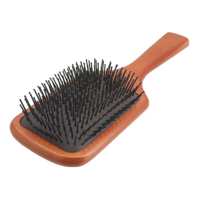 

Pro Nylon Hair Brush Massage Scalp Comb Anti-Static Care Wood Handle Combs