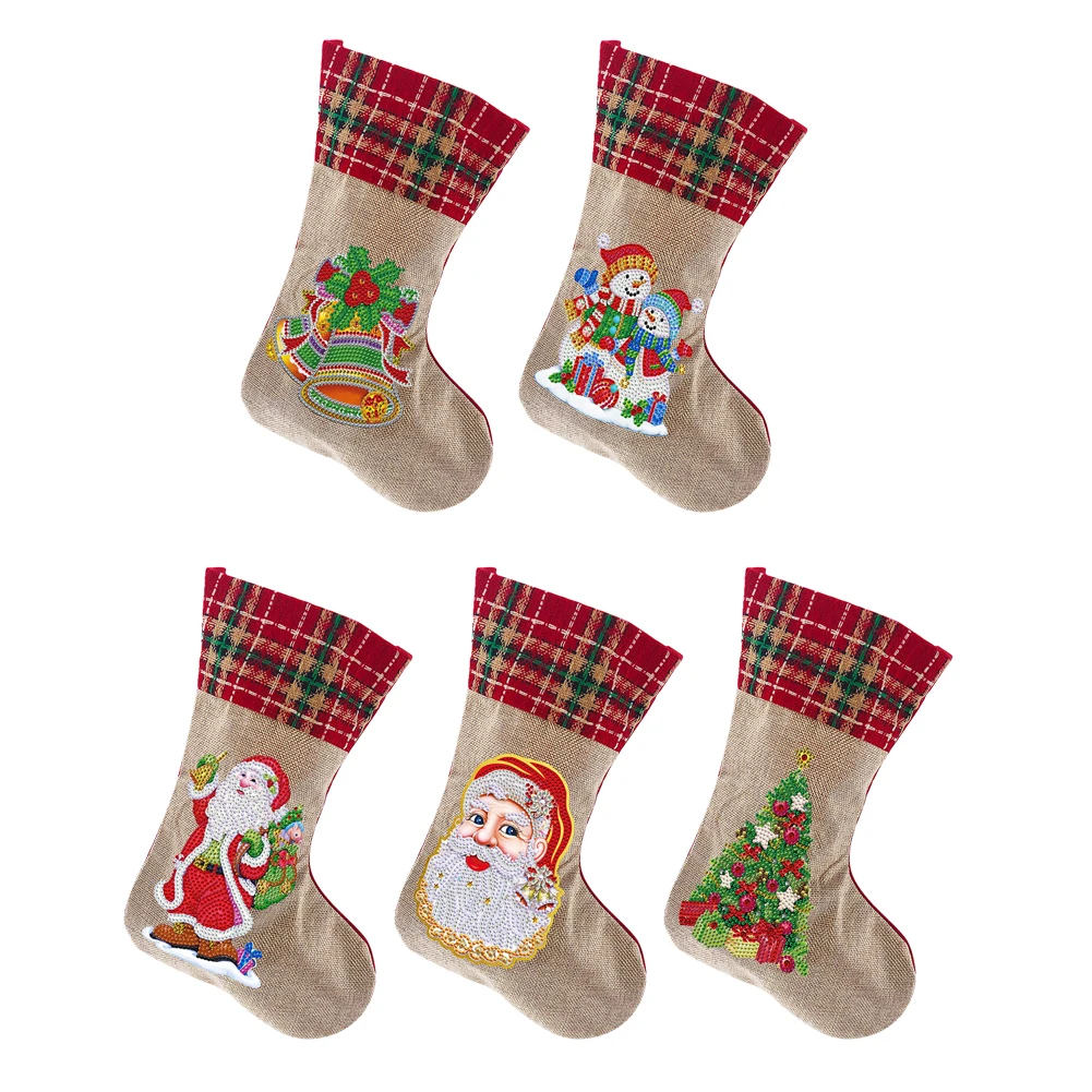 

5D DIY Diamond Painting Christmas Stocking Xmas Rhinestone Sock Art Craft Rhinestone Embroidery Mosaic Gift Bag Christmas