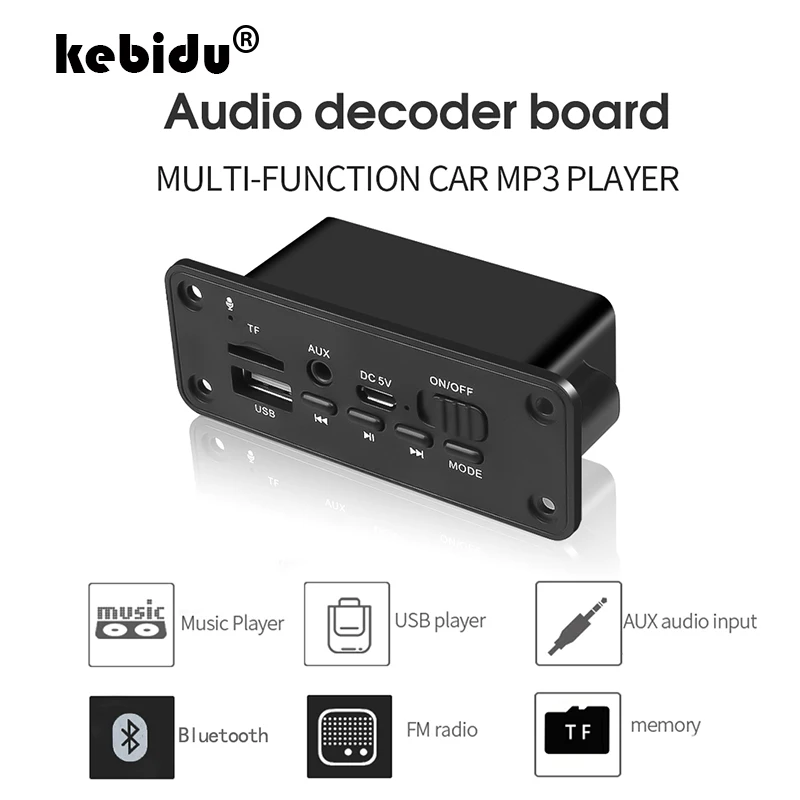 Kebidu 2x3W Динамик автомобильные Хэндс фри Bluetooth 5 0 MP3 плеер декодер доска