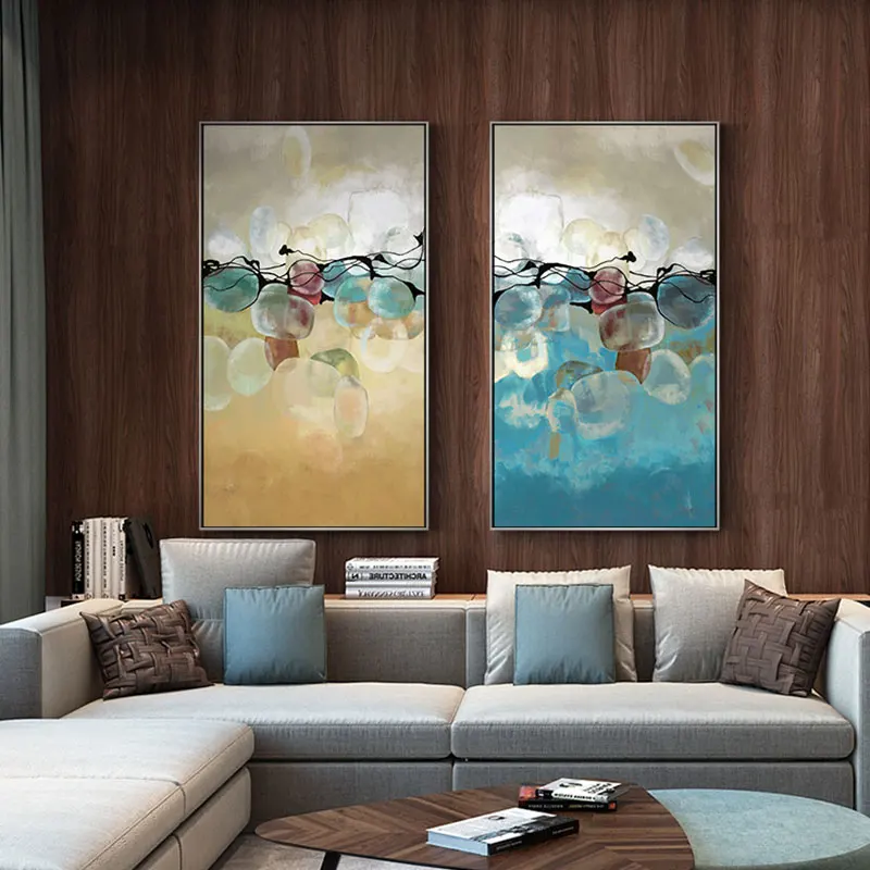 Абстрактный желтый и синий современный холст картина печатный плакат уникальный