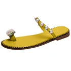 Сандалии женские с ананасом, плоская подошва, жемчуг, богемный стиль, Повседневная пляжная обувь, A50