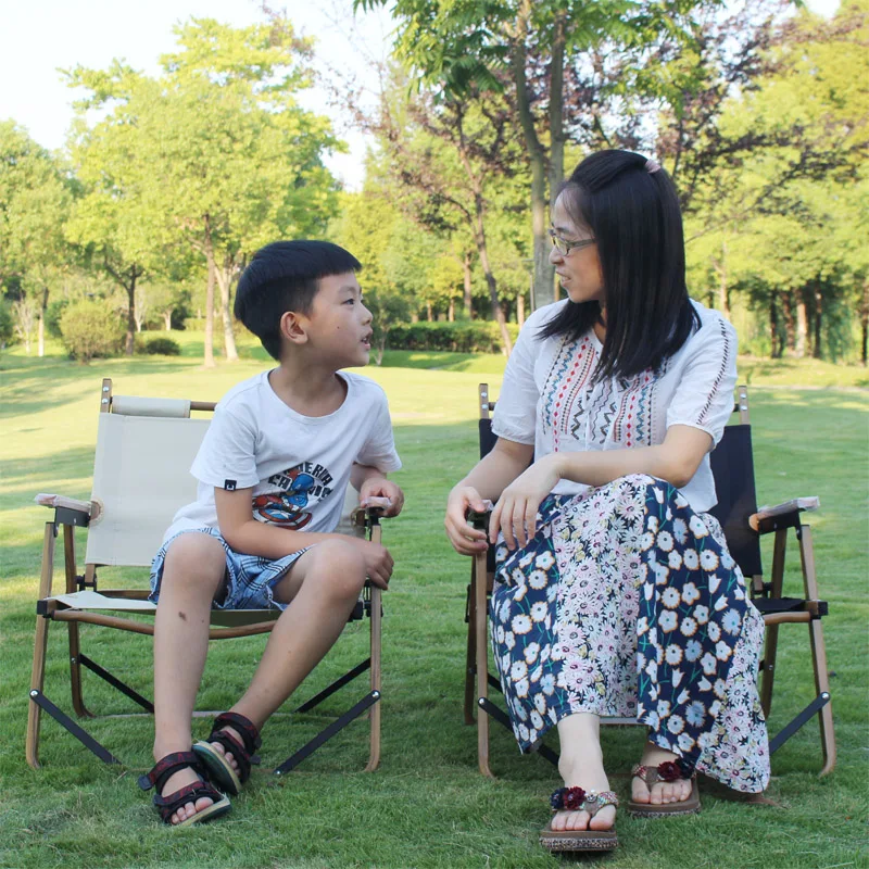 Уличный портативный стул для пикника из алюминия с текстурой древесины складной