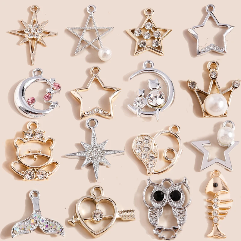 

10pcs Mix Exquisite Crystal Star Moon Heart Charms for Earrings Bracelet Making Accessories Pendants Necklace Diy Jewelry Making