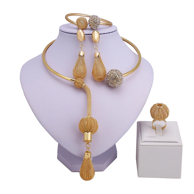 

ZuoDi Fashion Nigerian Woman Wedding Gold New Design Jewelry Set statement Bride Necklace&Earrings&Bracelet&Ring Jewelry Set