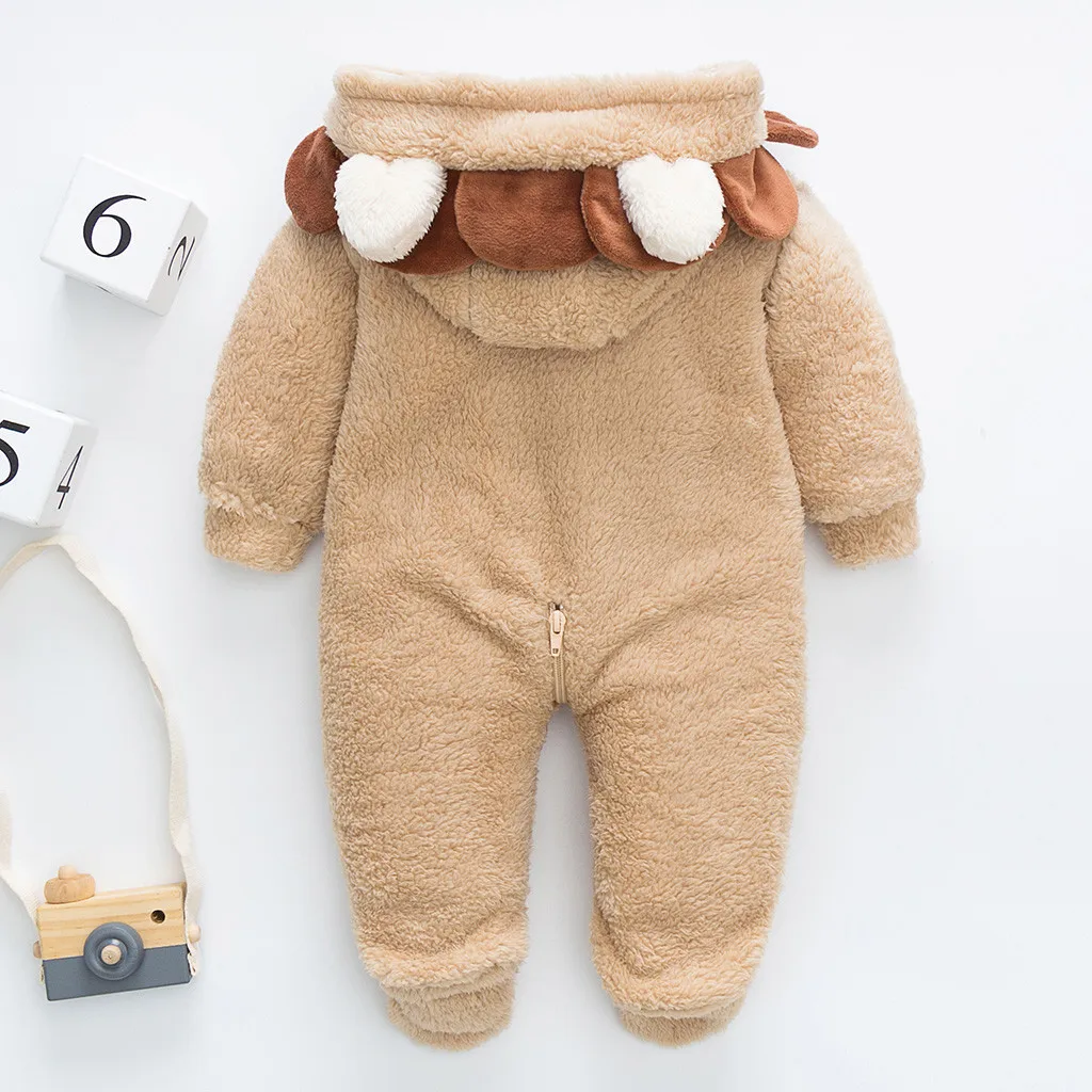 Одежда для новорожденных детский флисовый комбинезон с 3D рисунком льва и