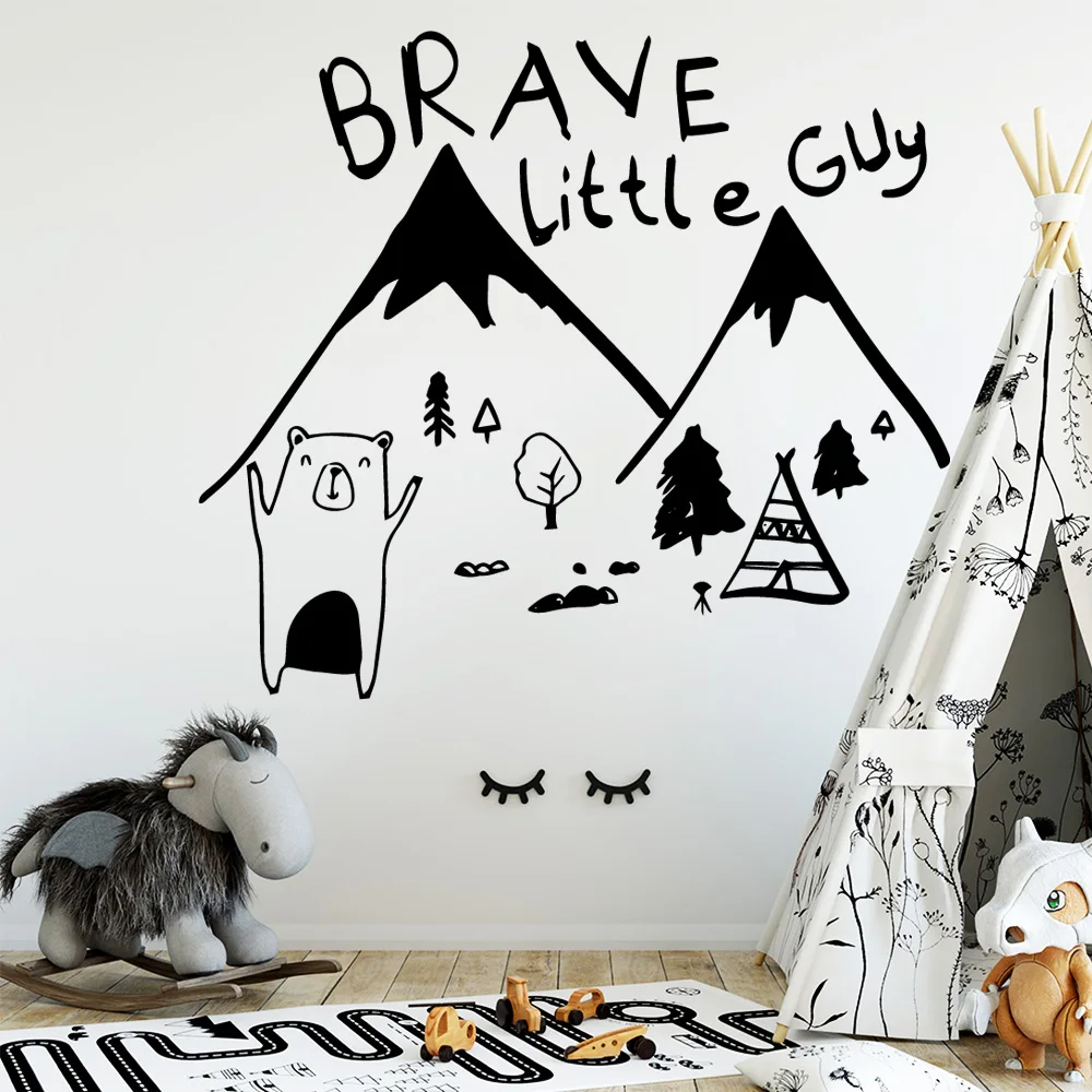 3D смелые наклейки на стену в виде медведя самоклеющиеся художественные обои для