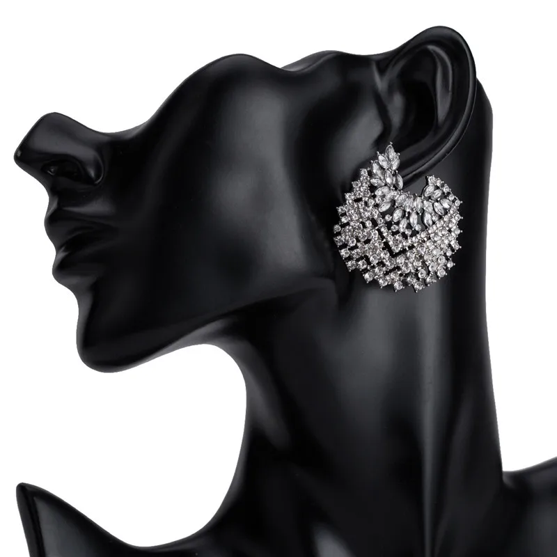 EarringSilver Мода от Ahmed, богемные, полные стразы, золото, серебро, раковина, серьги и кольцо, набор для женщин, тренд, массивный ювелирный набор, подарки - Окраска металла: EarringSilver