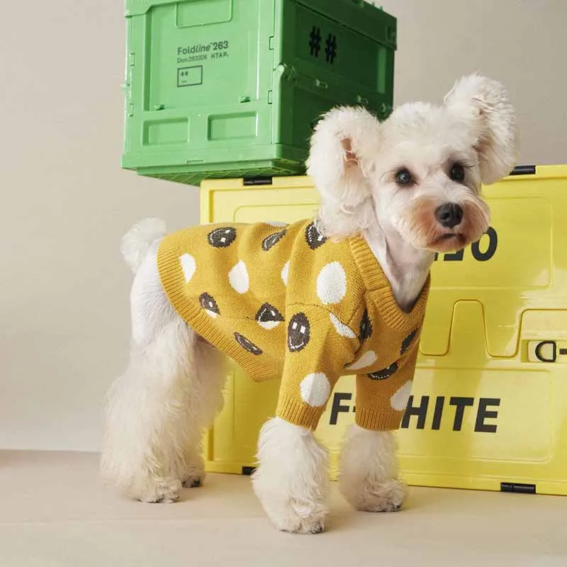 Одежда для собак осенняя и зимняя одежда вязаный свитер с улыбающимся принтом