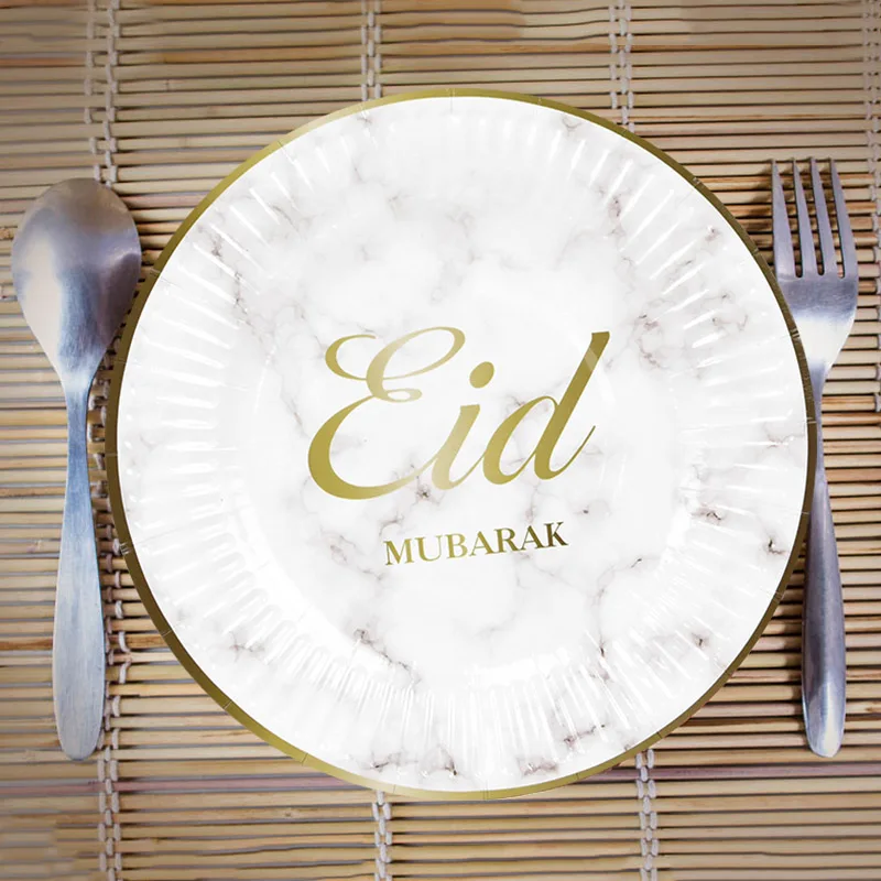 Eid Mubarak Мусульманский Исламский фестиваль набор одноразовой посуды бумажная
