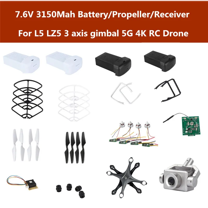 

7.6V 3150mAh battery Charger propeller remote controller protect frame spare parts for L5 LZ5 5G 4K GPS WIFI FPV RC Drone part