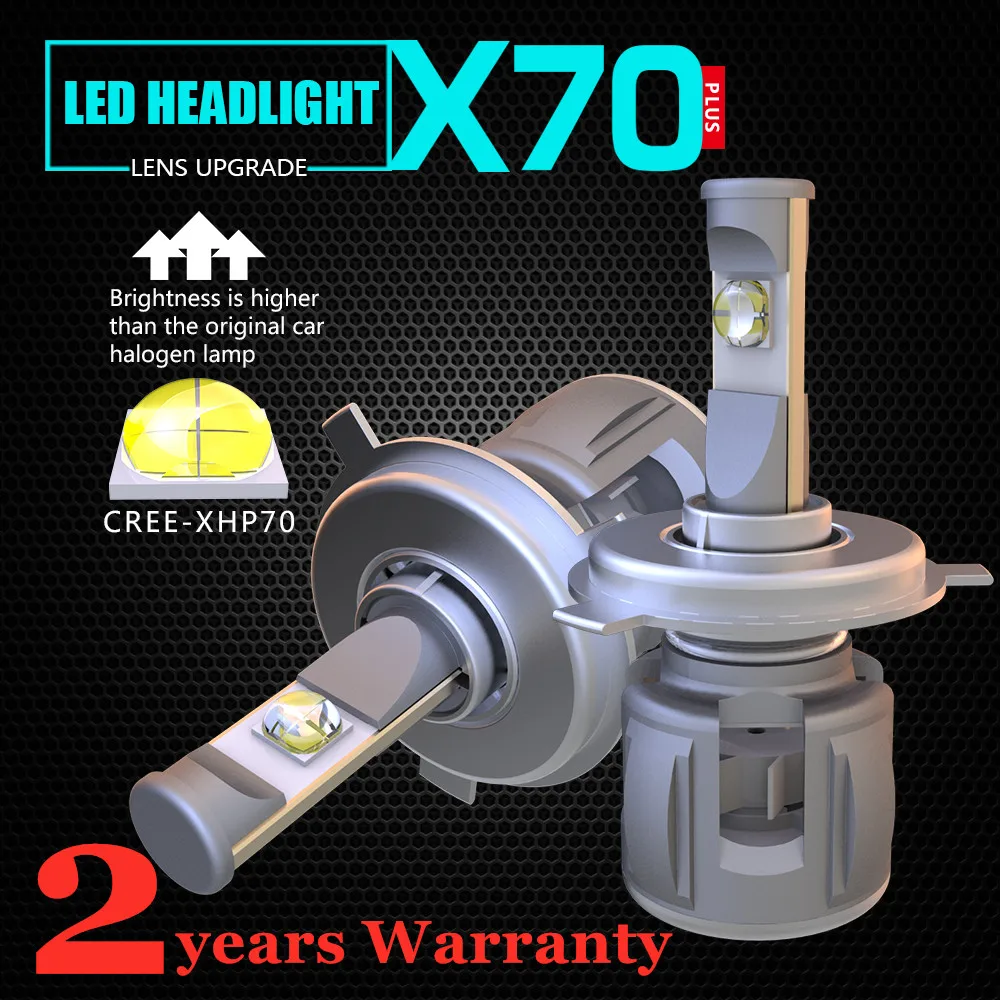Светодиодный мини фонарь XHP70 H7 H4 H11 H1 9005 HB3 9006 HB4 D4S D2S D1S D3S X70 15600LM светодиодный