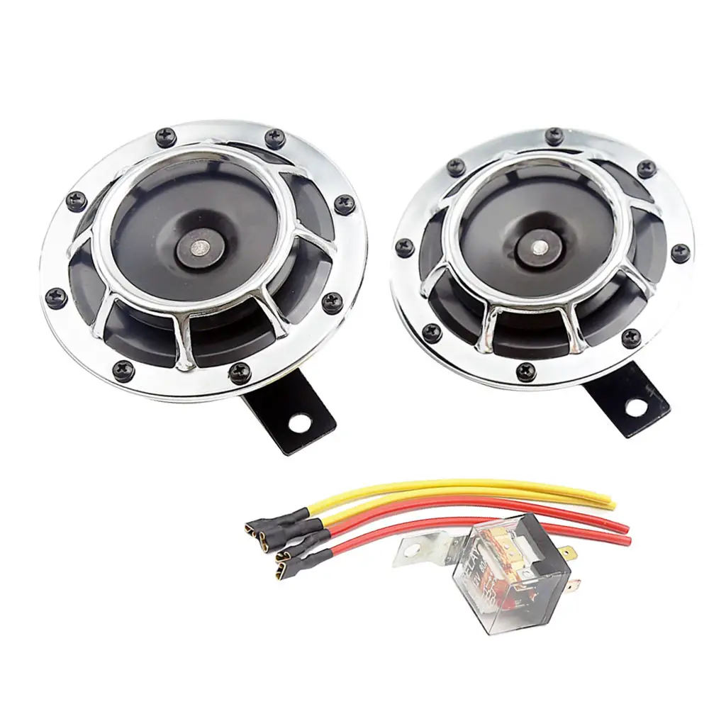 

2 шт. серебристый двойной 335/400 Гц крепеж для радиатора очень громкий компактный электрический автомобильный гудок