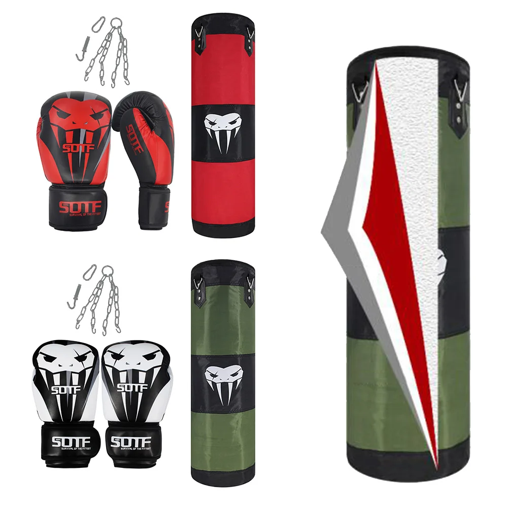 

1 Set 60*22cm Punching Bag For Kids 6oz Gloves MMA Boxing Set Punch Filled Bag Glove Wall Installation Set For Boxing Beginner