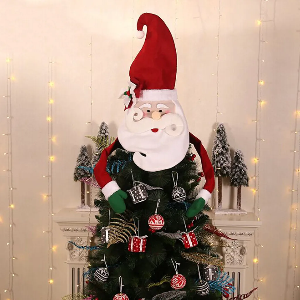 40# Christmas Decorations Hat Cap Tree Top Santa Snowman Decoration |