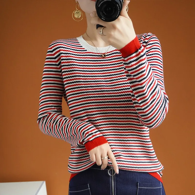 

Woman Sweaters Women Fall 2020 Clothing Winter Oversized Autumn Knitted Long-sleeve Argyle Korean Y2k Cashmere Pullover Striped