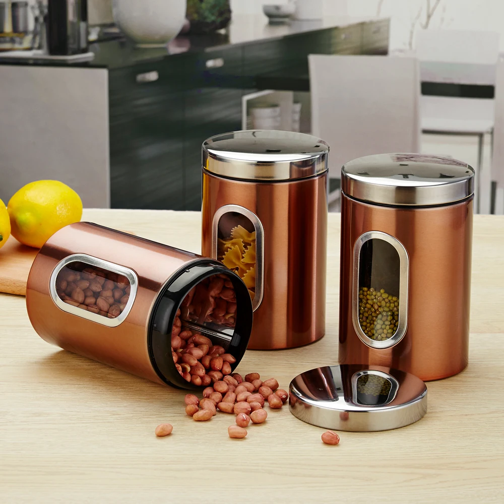 Банки для чая из нержавеющей стали 3 шт. банки хранения кофе и сахара кухонный