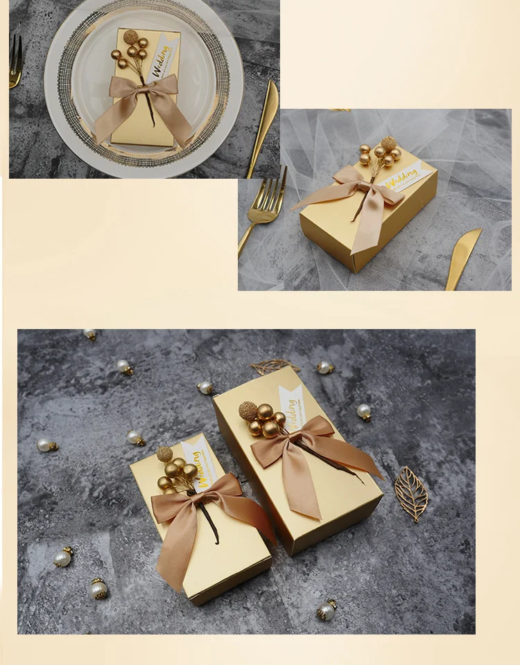 10 pcs Flower Candy Box with ribbon Wedding Favors and Gifts Boxes Bags for Guests Wedding Decoration Baby Shower Party Supplies