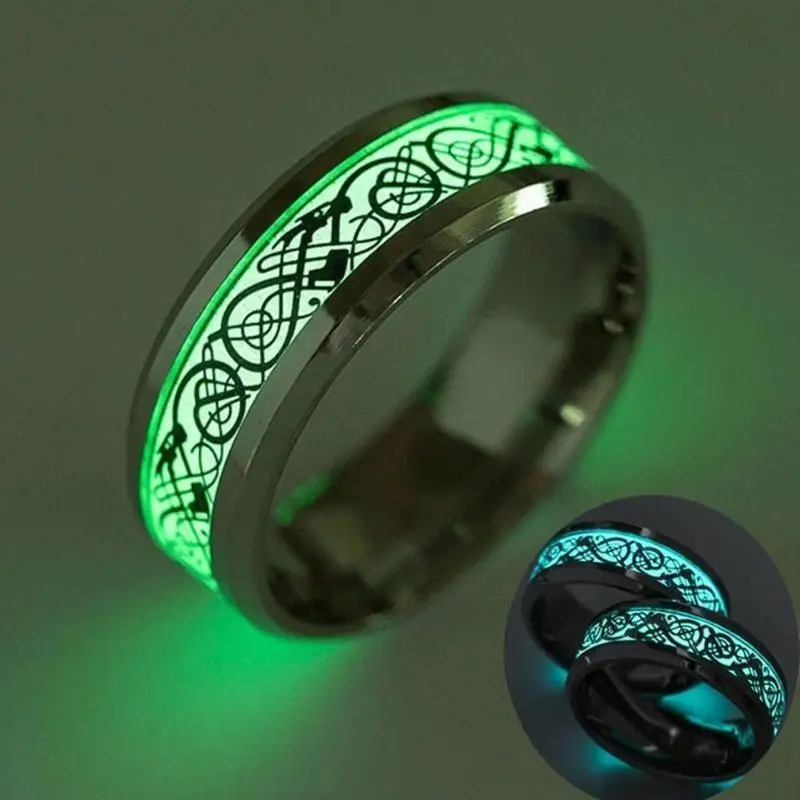 Кольцо с драконом из титановой стали светящееся кольцо темное модное фоновое