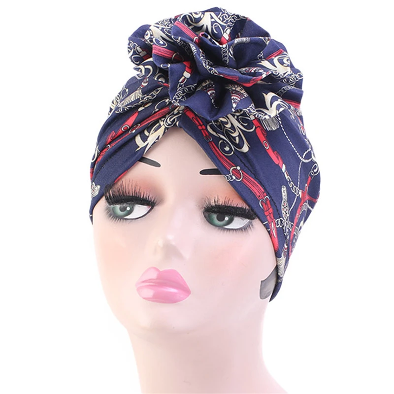 Головной убор в этническом стиле с принтом цепей большой цветочный головной