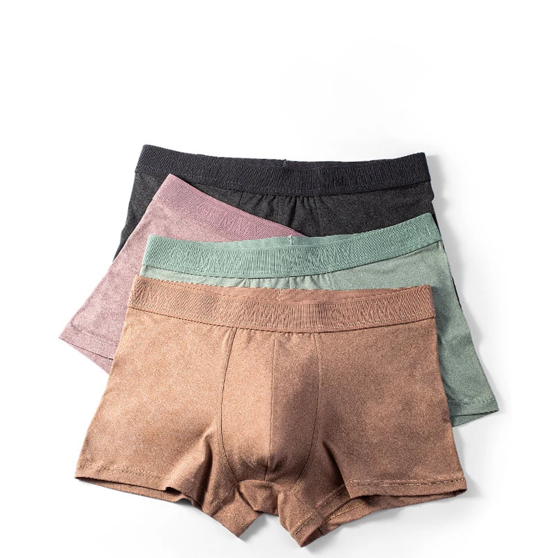 

Fashion trend solid color cotton men's mid-waist briefs, comfortable seamless breathable boxer briefs