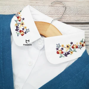 Винтажный женский съемный фальшивый воротник с цветочной вышивкой, Женская милая кукла, искусственный воротник, ложный воротник, Женская мода на весну