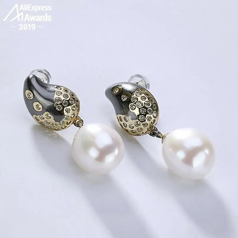 Серьги из серебра пробы с пресноводным жемчугом | Украшения и аксессуары