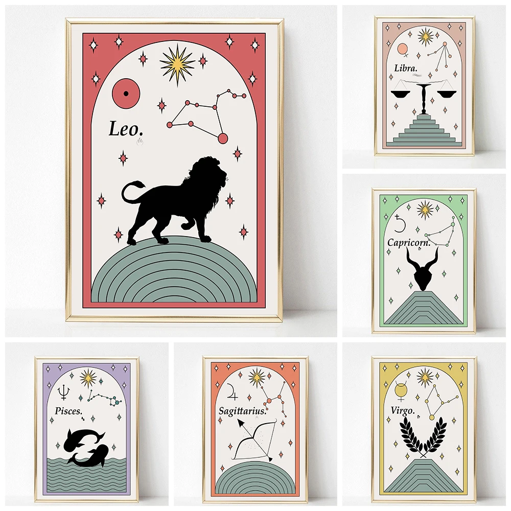 Настенный художественный декор с принтом зодиака гороскоп астрология Стрелец