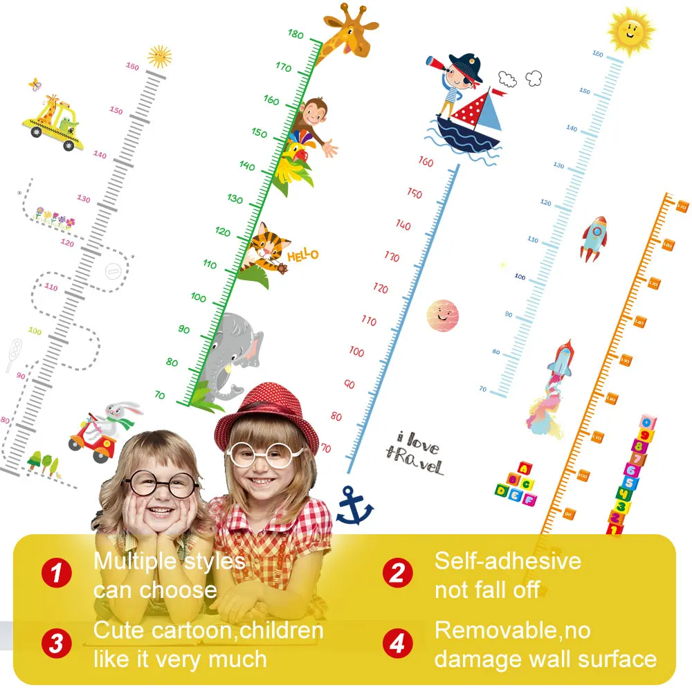 DICOR Cartoon Height Measure Wall Sticker for Children's Rooms - Growth Chart, Nursery Room Decor, Kids Room Wall Stickers, Wall Decor Sticker image 5