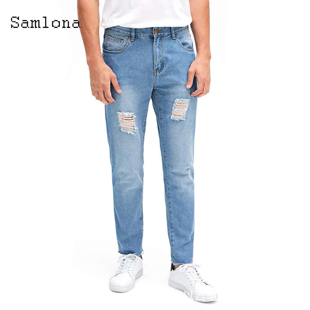 Men's Sexy Jeans Casual Hole Ripped Denim Pants Mens Garments Fashion 2020 European and American style Pantalon Hip Hop Trousers