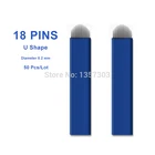 U-образные иглы для татуажа, 50 шт., 18 пин, Перманентный макияж, лезвие для вышивания бровей, для 3D микроблейдинга, ручная ручка для татуировки