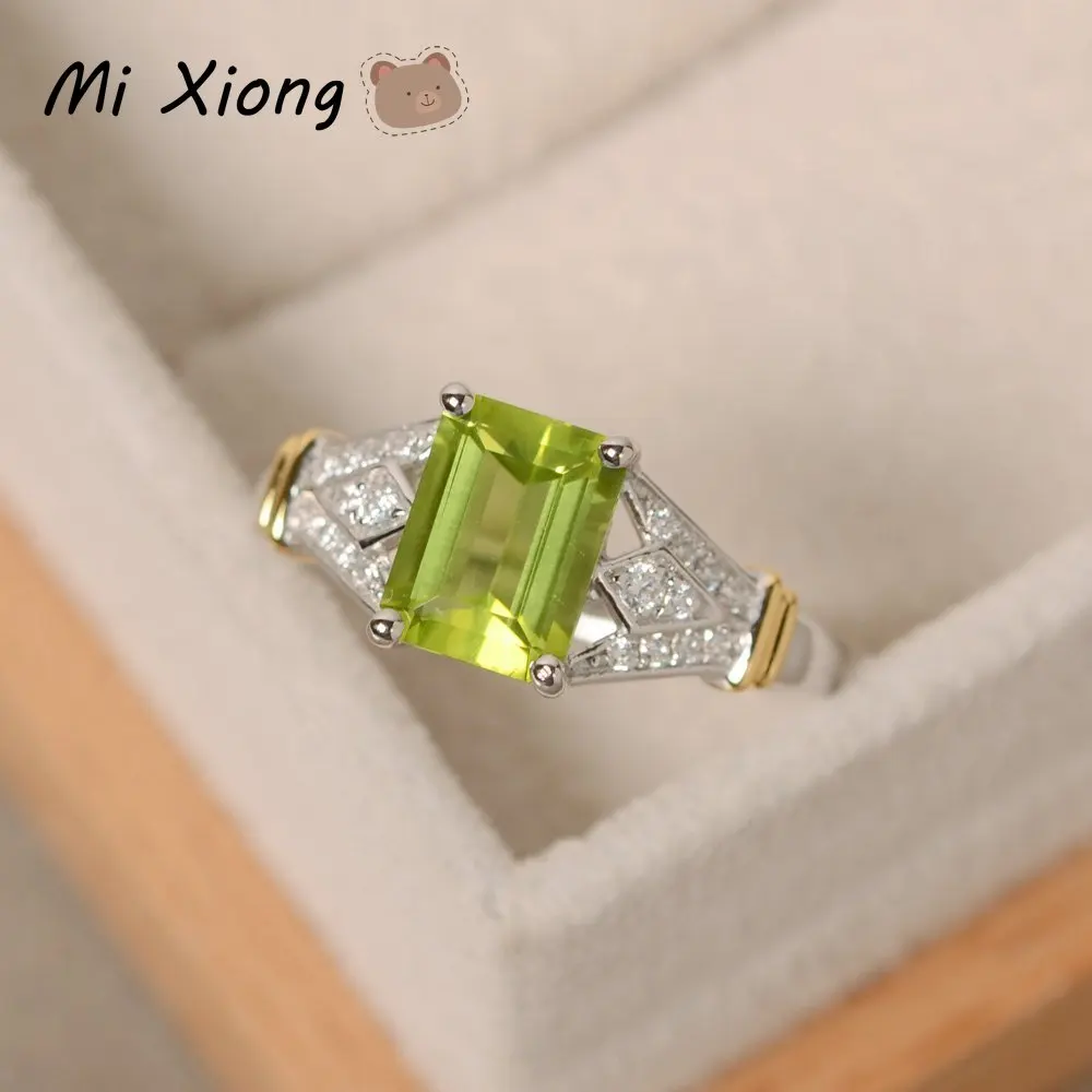 

Mixiong s925 sterling silver 9-color gemstone rainbow series luxury ladies ring punk style party banquet jewelry