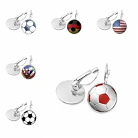 2019 fashion charm ladies hanging earrings sports series football basketball glass cabochon art pop earrings gift jewelry