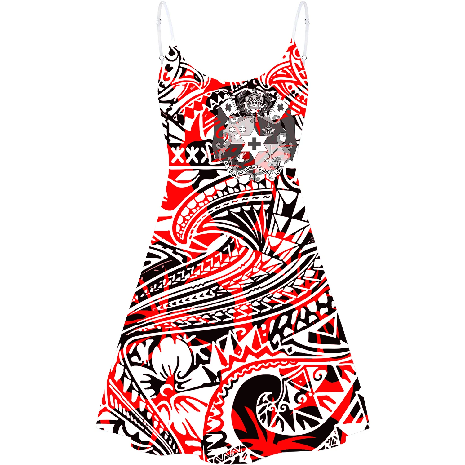 

Polynesian Tribal Print Casual Woman Slip Dresses Summer Sleeveless Sundress Tonga Hibiscus Floral Design Strapless Party Dress