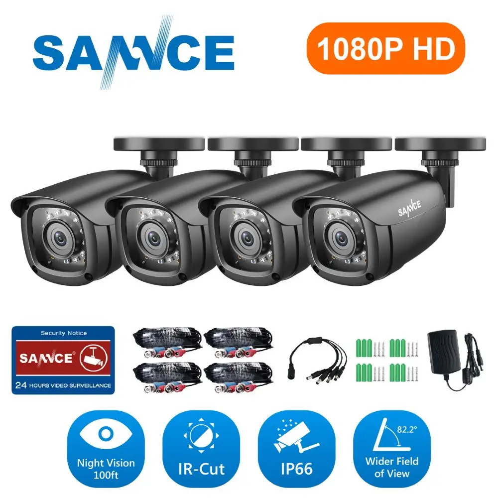 SANNCE HD 1080P CCTV Камера Безопасности s 4 шт 2.0MP наружная домашняя камера видеонаблюдения CCTV система
