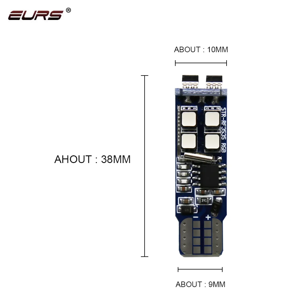 EURS RGB T10 W5W 10 SMD Цветной Автомобильный светодиодный габаритный светильник с