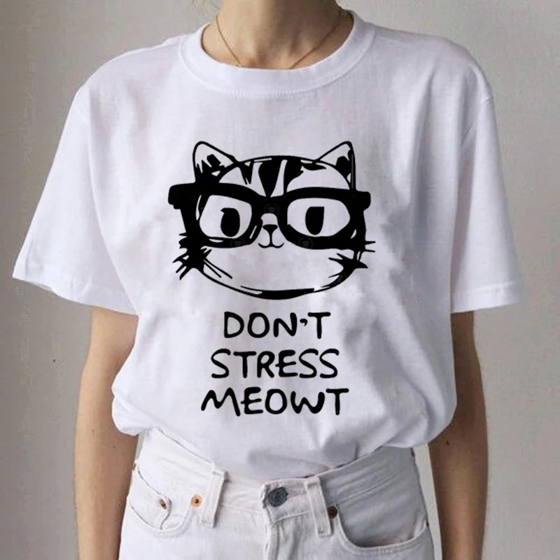 Kawaii Cat забавная мультяшная футболка Женская Harajuku Ullzang Повседневная футболка Милая футболка с принтом 90s Модные эстетические футболки женские - Цвет: 9203