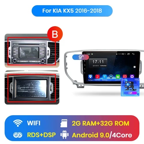 WIFI (2GB 32GB) B Junsun V1 2 ГБ+ 32 ГБ, Android 9,0 DSP автомобильный радио мультимедиа плеер gps навигатор для KIA Sportage 4 аудио 2Din dvd - Цвет: WIFI (2GB 32GB) B