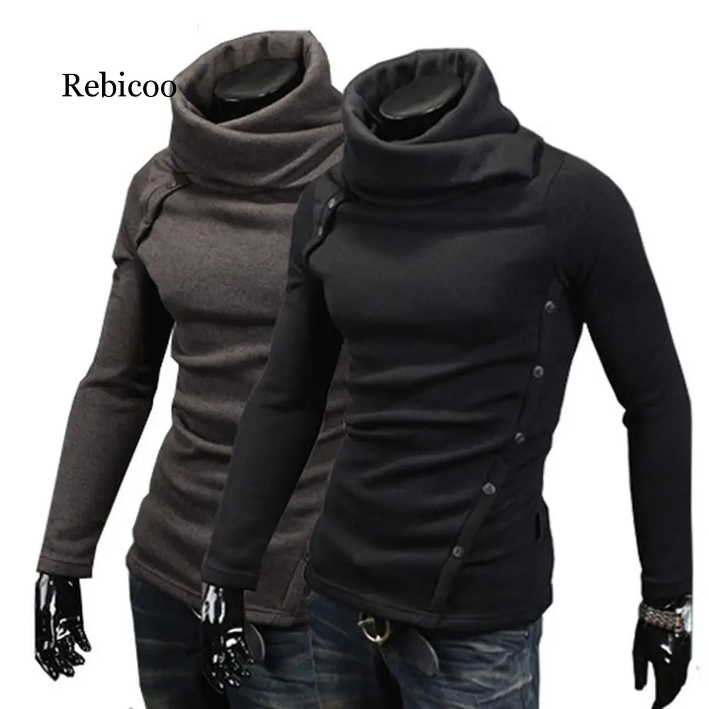 

2019 Новый мужской свитер с высоким воротником, однотонный Повседневный свитер, мужской тонкий вязаный пуловер, зимний мужской свитер с высок...