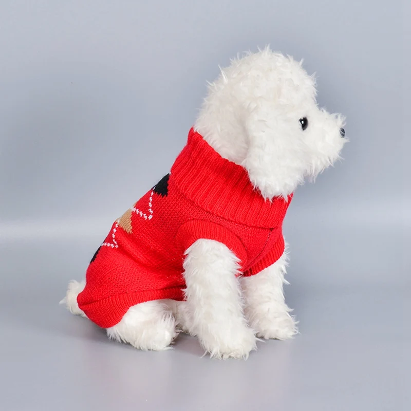 Вязаный свитер для домашних животных теплая зимняя одежда собак геометрическое