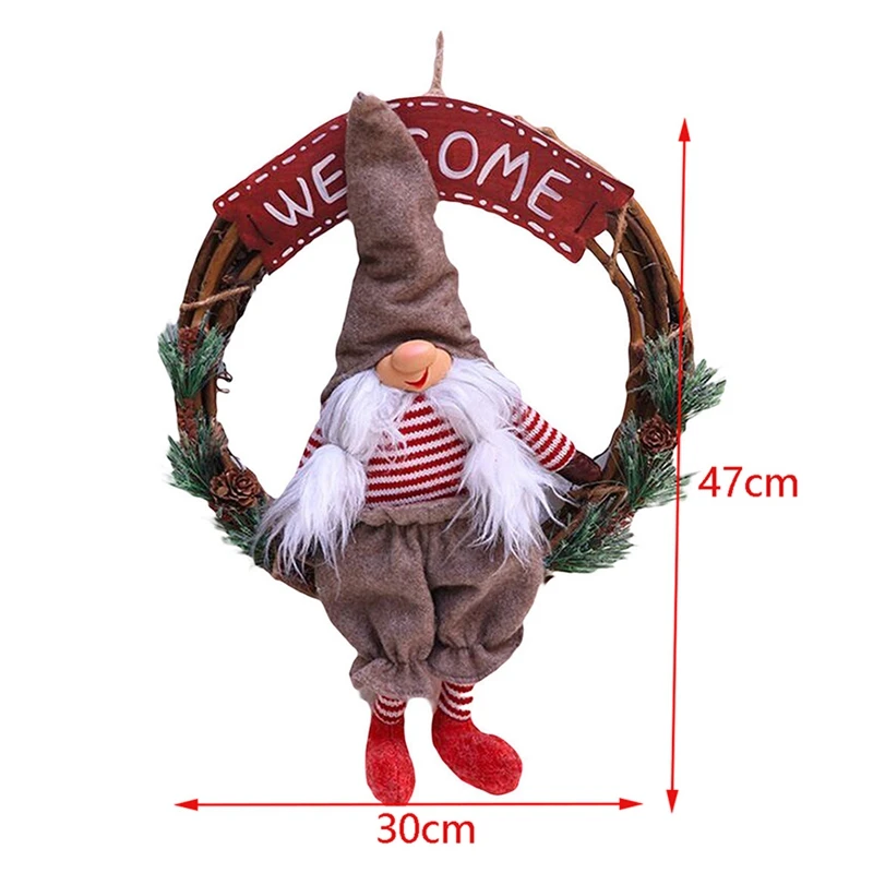 

1Pcs Santa Christmas Wreath,Merry Christmas Front Door Wreaths Small Christmas Decorations Home Decor