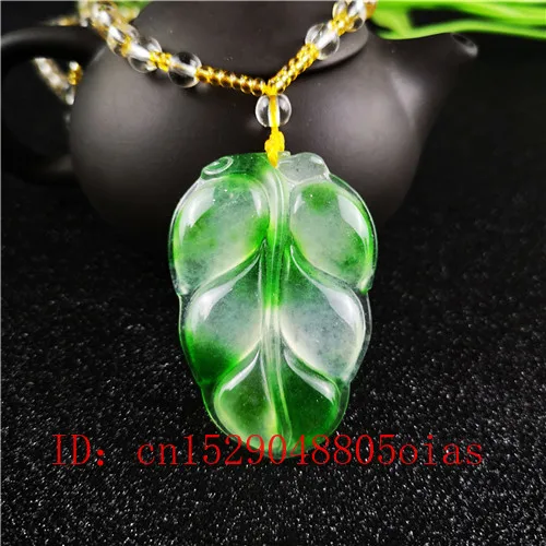 

Natural A Emerald Tree Leaf Green Jade Pendant Beads Necklace Charm Jadeite Jewellery Fashion Carved Amulet Gifts for Women Men