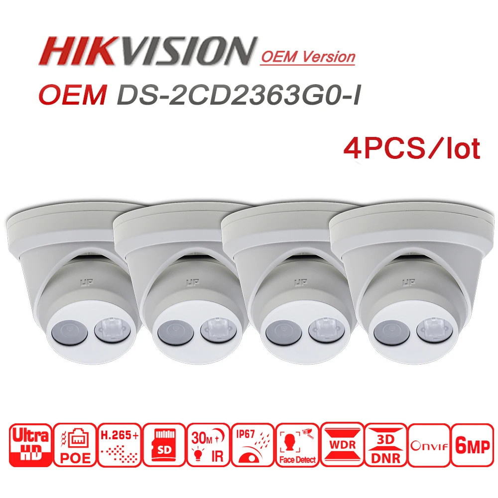 IP камера английская версия от DS 2CD2363G0 I 6MP Hikvision OEM Сеть CCTV H.265 безопасности POE WDR слот