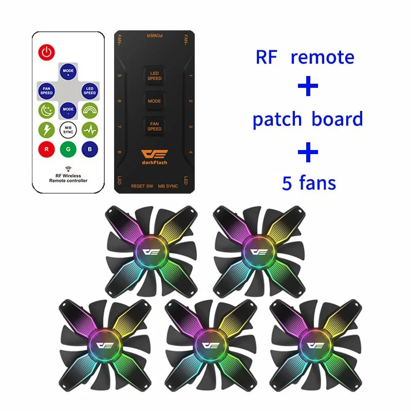 5fan Aigo Talon pro, 120 мм, чехол для компьютера, вентилятор, кулер для процессора, Охлаждающий радиатор, 12 В, без рамки, RGB, охлаждающий вентилятор для процессора, тихий, для Inter и AMD - Цвет лезвия: 5fan